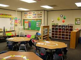 Trapezoid Tables Would Take Up Less Space Than Rectangular Tables Kindergarten Classroom Pre Kindergarten Classroom Middle School Classroom Decor