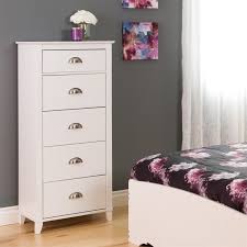 A tall white five drawer slim chest of drawers from the maine range of white bedroom furniture. Prepac Yaletown 5 Drawer Lingerie Chest In White Wdbr 1204 1