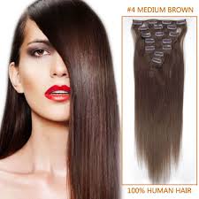 100g to 160g for medium; 32 Inch Long Premium Straight Clip In Remy Human Hair Extensions 4 Medium Brown 11 Pieces Larger Sets
