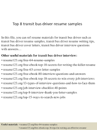 top 8 transit bus driver resume samples