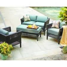 Fenton 4 Piece Patio Seating Set With Peacock And Java Cushions D9131 4pckd At The Home Depot Patio Seating Sets Patio Furniture Sets Patio Cushions