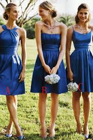 Royal Blue A Line Sleeveless Satin Knee Length Bridesmaid Dresses Wedding Party Dresses B351 Satin Bridesmaid Dresses Short Bridesmaid Dresses Blue Bridesmaid Dresses