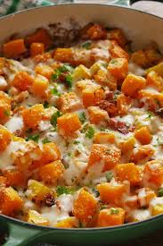 Cheesy Bacon Butternut Squash All Other Veggie Sides Recipe Healthy Thanksgiving Recipes Butternut Squash Recipes Squash Recipes