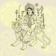 Pin By Kris On Durga In 2020 Pictures To Draw Happy Navratri Images Lion Sketch