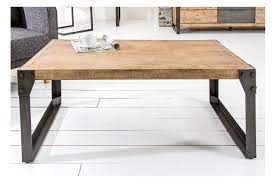 Table Basse Rectangulaire Bois Et Metal Style Industriel Pour Salon