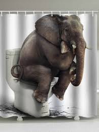 Elephant Toilet Waterproof Shower Curtain Funny Shower Curtains Elephant Shower Curtains Novelty Shower Curtains