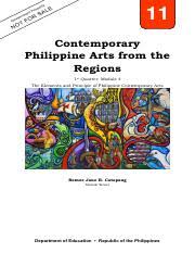 Contemporary arts of luzon : Contemporary Arts Module 4 Pdf 11 Contemporary Philippine Arts From The Regions 1st Quarter Module 4 The Elements And Principle Of Philippine Course Hero