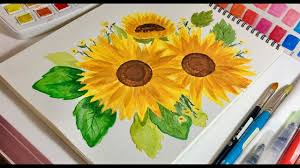 painting sunflowers in watercolor رسم عباد الشمس بالألوان المائيه youtube sunflower art artwork make it yourself