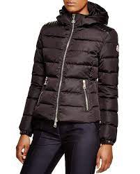 Moncler Oiron Leather Shoulder Inset Short Down Jacket Women Bloomingdale S Slim Shorts Down Jacket Jackets
