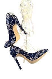Swarovski Crystal Vintage Court French Navy Blue Velvet Lace Etsy Wedding Shoes Vintage Blue Shoes Heels Wedding Shoes Lace