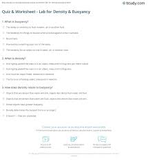 Quiz Worksheet Lab For Density Buoyancy Study Com