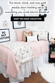 Black And Rose Gold Bedroom Furniture Blush Rose Gold Marble Dorm Bedding Set Dorm Bedding Sets Dorm Room Colors Dorm Room Bedding