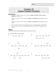 Workbook Unit 1 Organic Chemsitry