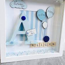 Baby Boy Girl Initial Box Frame New Baby Gift Nursery Decor Freestanding Or Wall Hung Personalised Handmade Unique Christening Prodotti Per Neonati Regali Neonati Regali Bambina