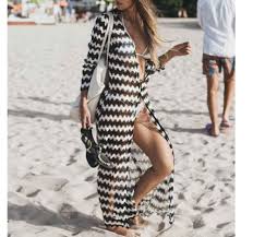 Black And White Beach Cover Up Women S Black And White Wave Beach Cover Up Fashion Beachwear Swimwear Cover