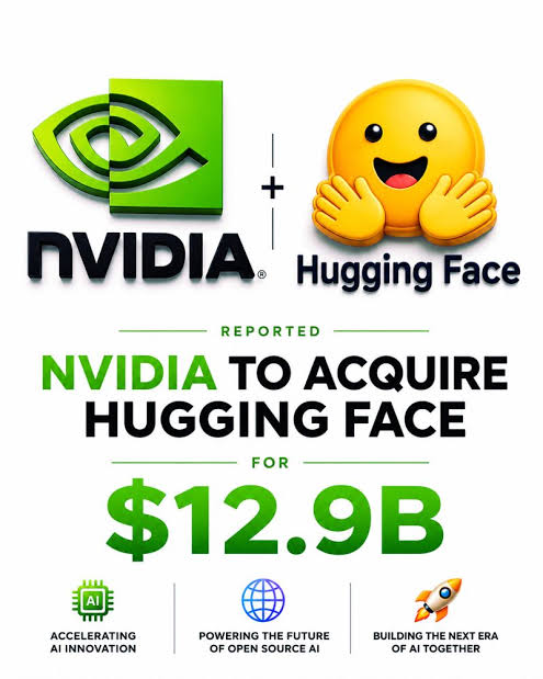 🚨ALERT-- Nvidia is about to buy Hugging face for $12.9 B Hugging Face signed a letter defending open AI on July 24, 2026. One month later Nvidia tried to buy it. Business