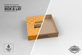 Small Square Paper Box Lid Mockup In 2020 Square Paper Paper Box Free Packaging Mockup