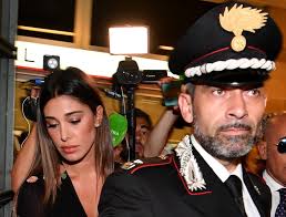 Nina Moric e Belen Rodriguez durante l'udienza del processo per  diffamazione contro la modella croata , Milano, 3 luglio 2018. ANSA/DANIEL  DAL ZENNARO