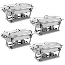 4 Pack Of Full Size Tray 8 Quart Stainless Steel Chafer For Buffet In 2020 Catering Buffet Chafing Dishes Buffet