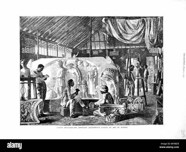 English: Views from the ILLUSTRATED LONDON NEWS and The Graphic (some with later hand coloring, all from ebay auctions): 'Sir Jamsetjee Jeejeebhoy's School of Art at Bombay'*, from The Graphic, 1872 .