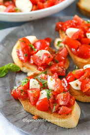 Fresh Caprese Bruschetta W Garlic Crostini Bruschetta Recipe Homemade Salads Homemade Salads Recipes