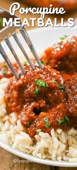 Porcupine Meatballs Have Onions Rice And Ground Beef Formed Into Balls And Cooked In A Rich Tomato Sauce I Ca Porcupine Meatballs Beef Dinner Tasty Meatballs