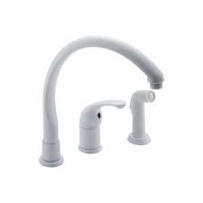 Browse kitchen sink faucets by style, finish, installation type, location and innovation. Delta 172 Whwf White Single Handle Kitchen Faucet With Side Spray From The Waterfall Series Faucetdirect Com