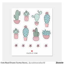 Signup for free weekly drawing tutorials. Cute Cactus Succulent Pink Plants Pots Sticker Set Zazzle Com In 2021 Planting Succulents Succulents Drawing How To Draw Hands