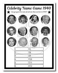 Cartoons 6 disney 6 children 6 1940s 6 notes. 1940 Birthday Trivia Game 1940 Birthday Parties Fun Game Etsy Trivia Games 70th Birthday Party Ideas For Mom Celebrity Name Game