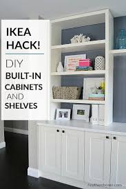 Ikea Diy Built In Hack Using Ikea Cabinets And Shelves Family Room Storage Ikea Cabinets Ikea Built In