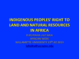 Pdf Indigeneous Peoples Right To Land And Natural Resources In Africa Paper Presented At Willlamette University Usa Elifuraha Laltaika Academia Edu