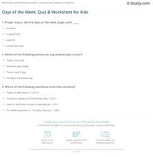 Speeches for veteran's day are common, but these five facts about veteran's day will gi. Days Of The Week Quiz Worksheet For Kids Study Com