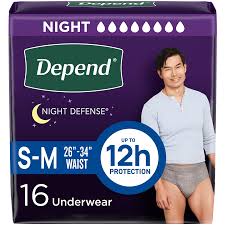 Depends Night Defense Adult Incontinence Underwear for Men, Disposable,  Overnight, SmallMedium, Grey, 16 Count - 16 ea | Atlantic Superstore
