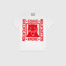 Shop The Soave Amore Guccification Print T Shirt By Gucci A White Oversize Tee With A Contrast Red Print The Prin Sweatshirts Women T Shirts For Women Shirts