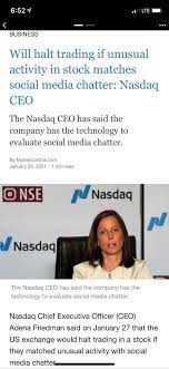 So i don't see she mentioned about a different wing of nasdaq to facilitate crypto exchange which would be. Nasdaq Ceo Will Halt Trading Can They Legally Do That Wallstreetbets