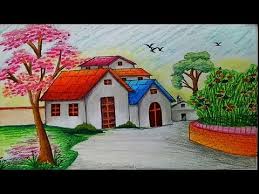 How To Draw Landscape Scenery Of Spring Season With Oil Pastels Step By Step Easy Draw Youtube