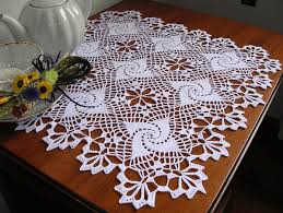 Adasmile handmade lace fabric crocheted patterns tablecloth/table cover with red flowers for rectangle tables for party,wedding,gold,40x60. 15 Crochet Tablecloth Patterns Crochet News