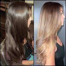 Honey blonde hair with dark brown roots. Before And After Dark Brown To Caramel High Lights Brown Hair Dye Light Hair Dark Brown Hair Dye