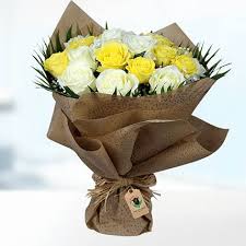 Carnation (white) the white carnation, a flower worn to all first exams at oxford university is also one that is every woman's good luck gift. Online Yellow Amp White Roses Bouquet Standard Gift Delivery In Qatar Ferns N Petals