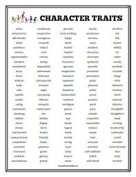 Characterization Higher Level Character Traits List Character Trait Character Traits For Kids