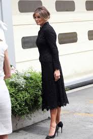 Melania Trump Lace Dress Melania Trump Went For Classic Elegance In A Black Lace Coat Dress By Dol Trump Fashion Milania Trump Style First Lady Melania Trump
