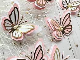 3d Paper Butterfly 3d Gold Paper Butterflies Pink Paper Etsy Butterfly Cutout Paper Butterflies Paper Butterfly