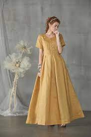 Linen Dress Maxi Wedding Dress In Violet And Golden Circle Etsy Casual Cocktail Dress Maxi Dress Wedding Summer Cocktail Dress