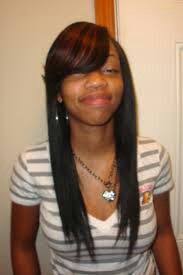 Long Sew In The Side Swoop Feathered Bangs Sew In Hairstyles Straight Weave Hairstyles Weave Hairstyles
