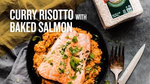 Asparagus mint risotto rice recipes jamie oliver recipes. Curry Risotto With Baked Salmon And Arborio Rice Youtube