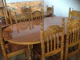 Impressive two inch single teak slab dining table with beautiful natural eroded ends. Wooden Dining Table Set In Kolkata West Bengal Dealers Traders