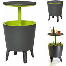 Auf einem garten beistelltisch können sie cocktails, wasserkaraffen oder geschirr abstellen. Keter Beistelltisch Getrankekuhler Cool Bar Cocktailtisch Partytisch Stehtisch Garten 50x57 85 Cm 30l Grau Grun