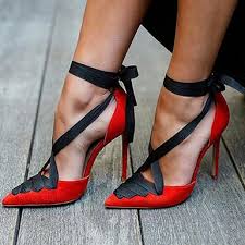 Dance your heart out ankle strap heeled sandals. Ankle Strap Stiletto Heeled Sandals Laced Effect Cross Foot Red