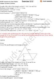 Ncert Solutions For Class 9 Maths Chapter 12 Heron S Formula Exercise 12 2