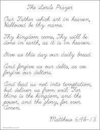 Handwriting Practice The Lord S Prayer Cursive Practice Teaching Cursive Handwriting Practice